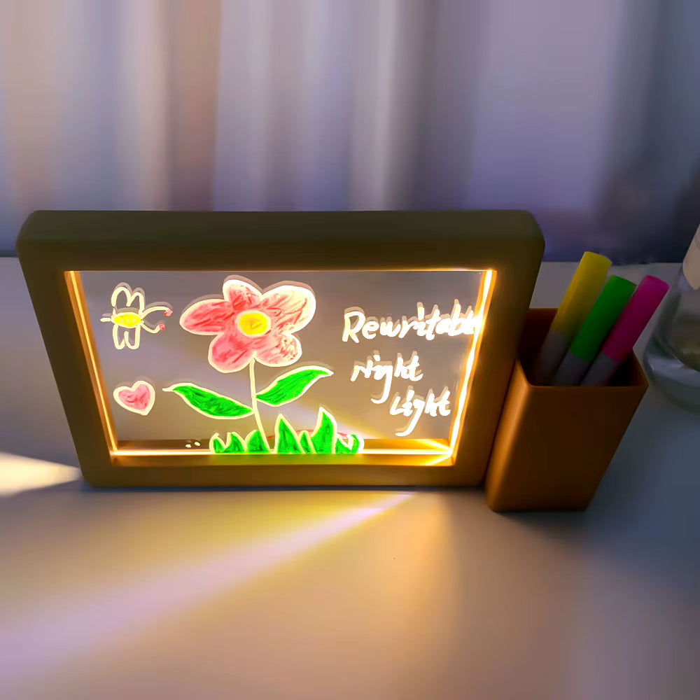 Rewritable Message Board Night Lights USB Transparent Acrylic Reminder ...
