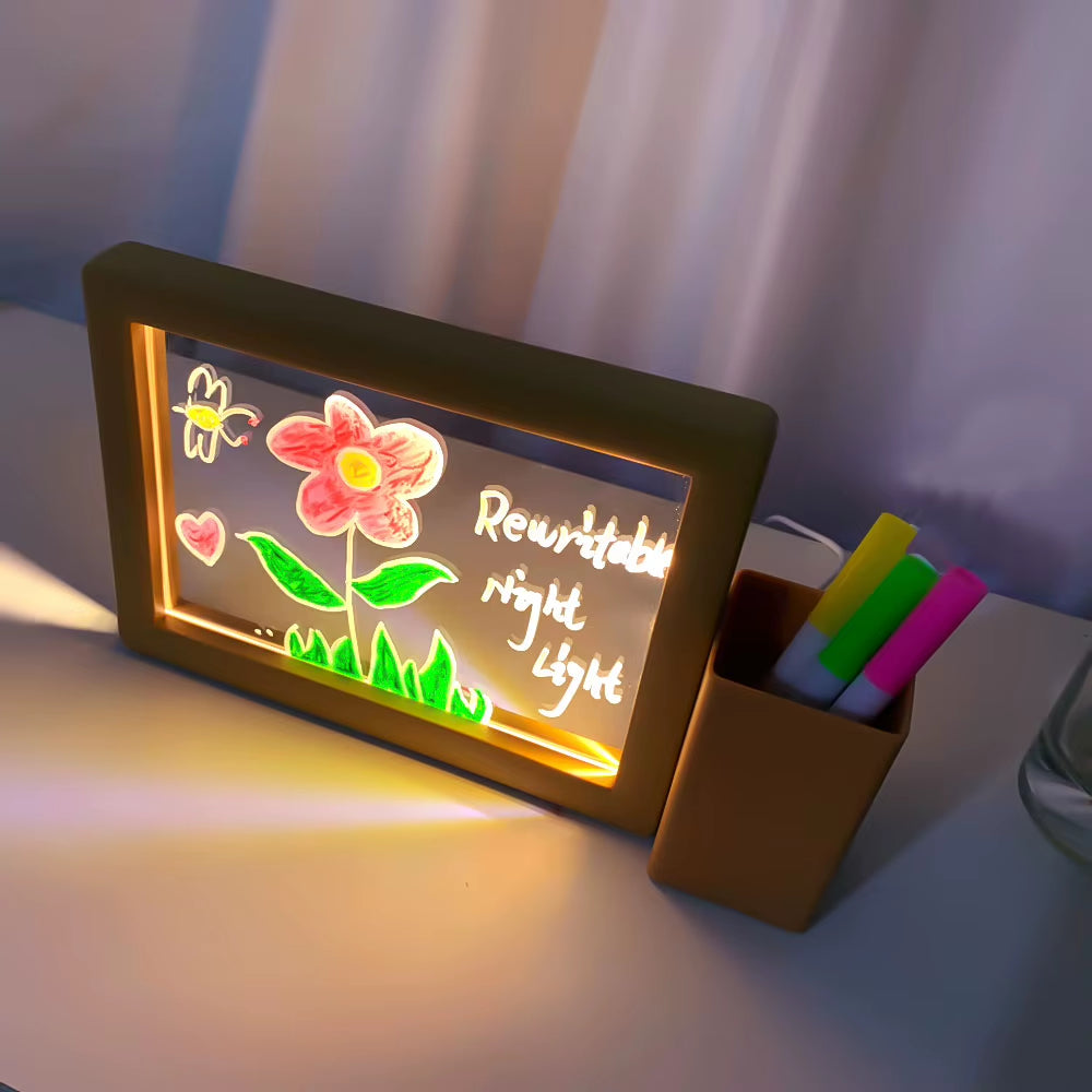 Rewritable Message Board Night Lights USB Transparent Acrylic Reminder ...
