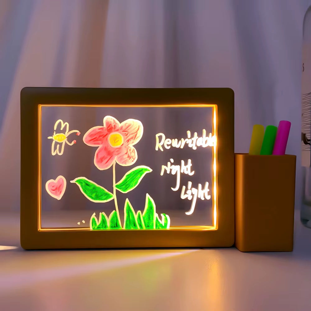Rewritable Message Board Night Lights USB Transparent Acrylic Reminder ...
